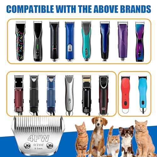 4FW Wide Blade Dog Grooming Blades for Andis (Silver/4FW-2Pack)