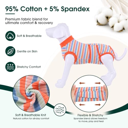 Recovery Suit for Dogs Cats (X-small (Back:8.3-11.4'', Weight:4-7 Lb) / Pastel Rainbow)