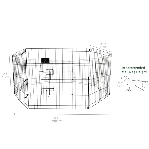 Puppy Playpen with Bottom Pad and Door (Gray / X-Small Pen: 24-Inch High)