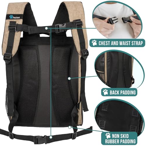 Dog Backpack Carrier Airline Approved Cat Pet Puppy Bag (Heather Taupe)