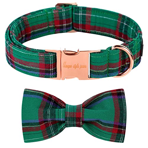 Dog Collar with Bow Tie Christmas Dog Collar for Small Medium Large Dogs with Adjustable Metal Buckle (Extra Small / NewLG)