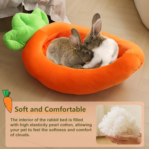 25.6x13.8In Rabbit Bed (L-Orange Carrot Shape,3PCS)