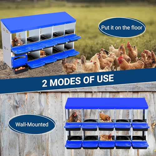 Chicken Nesting Boxes (56.7"L x 16.5"W x 10.4"H / Blue)