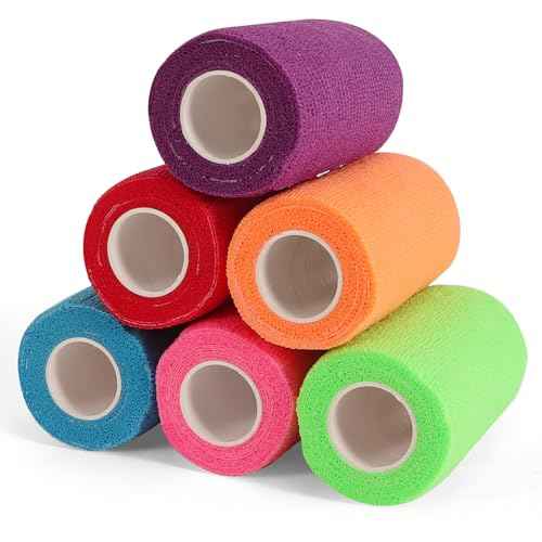 6 Rolls Elastic Self Adhesive Bandage Wrap 4 Inch (4 Inch-6 Count Color)