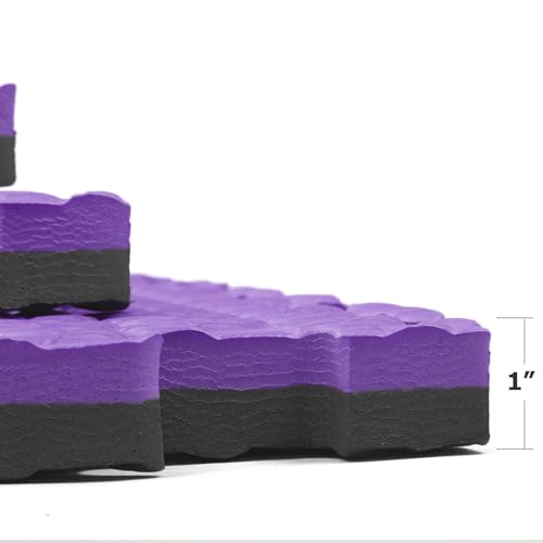 1" Extra Thick 48 sq ft Reversible EVA Gym Foam Floor Mat Tiles (Black/Purple)