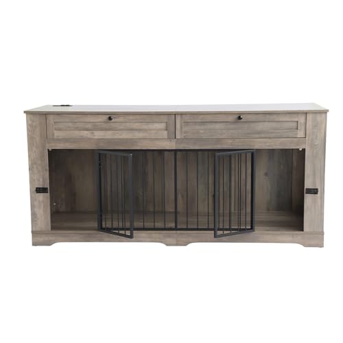 Large Dog Crate Furniture (Gray / 70.9"L x 23.6"W x 32.9"H)