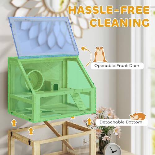 Wooden Hamster Cage 3 Tier for Dwarf Gerbil 24"x16"x29.5" Natural (Natural Wood / 23.6"L x 15.7"W x 29.5"H)