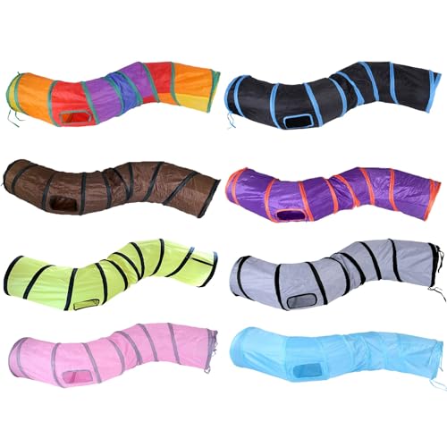 Cat Tunnel Toys for Indoor Cats Kittens Rabbits (47" (Shape S) / Grey)