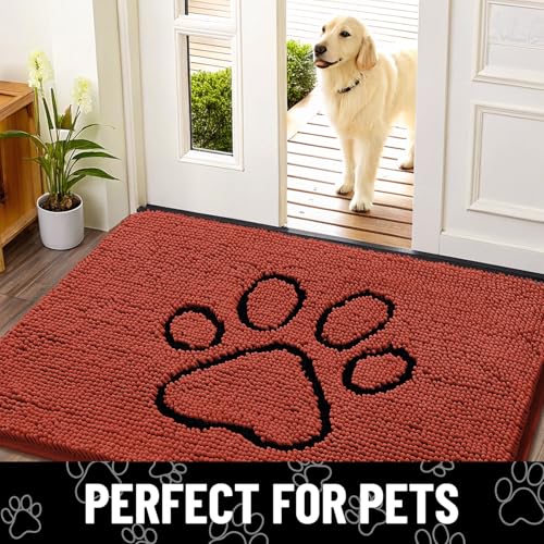 Dog Door Mat for Muddy Paws (48"X30" / Maple Red and Black)