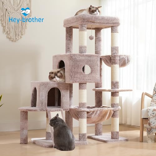 Cat Tree Tower with Plush Steped Condos (50 inches / Muchroom)
