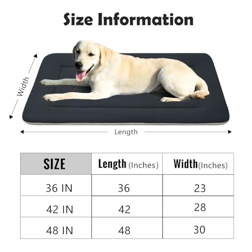 Large Dog Bed Soft Dog Crate Pad Mat (42.0"L x 28.0"W x 1.2"Th / Dark Blue Gray)