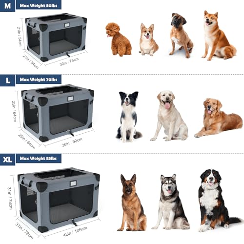 42 Inch Collapsible Dog Travel Crate for Soft Blanket and Foldable Bowl (Blue-X)