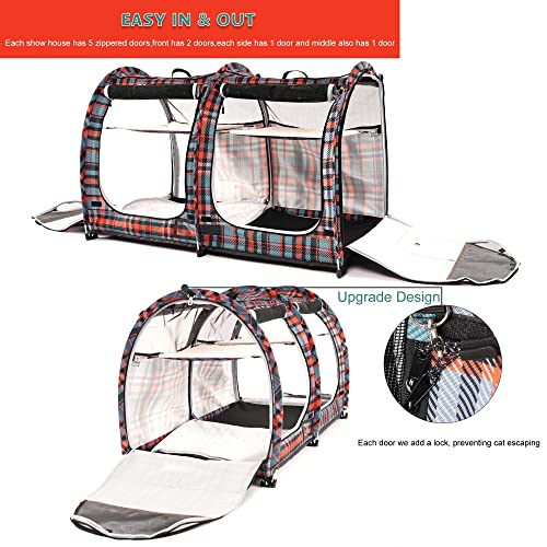 Mispace Portable Twin Compartment Show House Cat Cage (Black & Orange)
