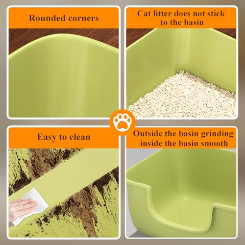 Large Cat Litter Box with High Sides (Green)