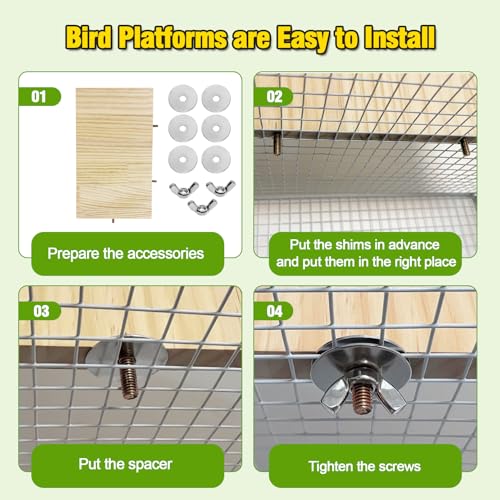 2PCS 13.8x7.9 inches Large Bird Perch Stand Wooden Parakeet Stand Platform Parrot Cage Accessories Rectangle Corner Stand Perch Shelf for Budgie Cockatiel Conure Macaw African Grey Chinchilla (2 PCS)
