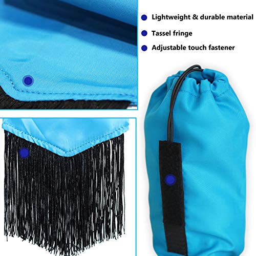 Smooth Lightweight Adjustable Fastener Nylon Horse Tail Bag with Fringe (Azure Blue)