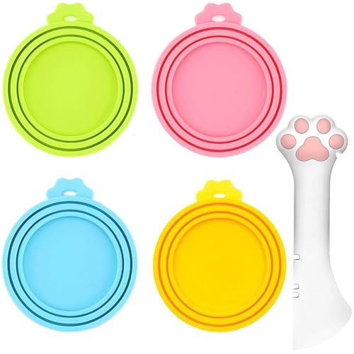 Food Can Spoon & Lids (4-Pack + Pink Spoon)