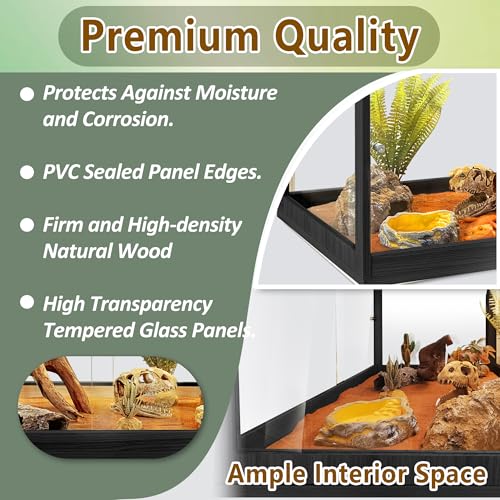 Bearded Dragon Tank 75 Gallon (Black / 75 Gallon (47x18x18) Inch)
