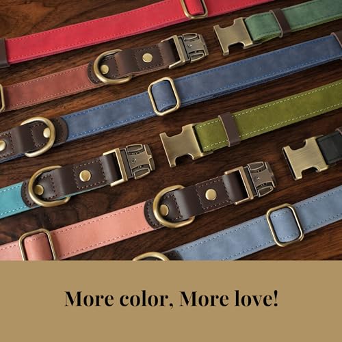 PU Leather Dog Collar for Large Dogs (Reddish Brown / XL: Neck 20-27", Width 1¼")