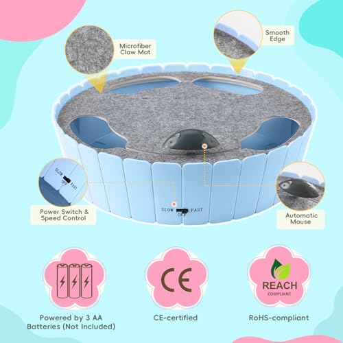Interactive Cat Toy with Running Mouse (C-Blue)