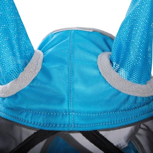 CareMaster Pro Luminous Horse Fly Mask Large Eye Space Standard with Ears UV Protection for Horse Sky Blue Full Size (Sky Blue / Large (Horse))