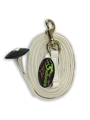 Lunge Line for Horses Cotton Horse Lunge Line with Bolt Snap & Rubber Stop (White / 24')