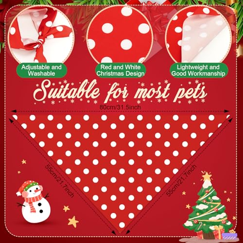 50 Pcs Valentines Day Dog Bandanas Bulk Red and White Polka Dots Stripes Bandanas for Dogs Triangle Kerchief Bibs Scarf for Pet Romantic Costume Photo Props Accessories (Red White Christmas / 31.5 x 21.7 x 21.7")