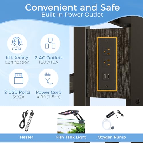 55 Gallon Fish Tank Stand with Power Outlet (Black / 55 Gallon)