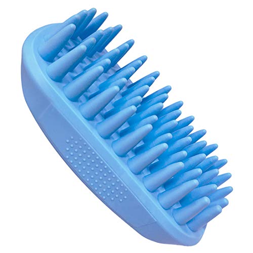 Pet Silicone Shampoo Brush for Long & Short Hair Medium Large Pets Dogs Cats (Blue)
