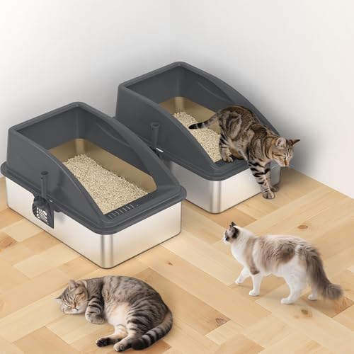 2 Pack Stainless Steel Litter Box
