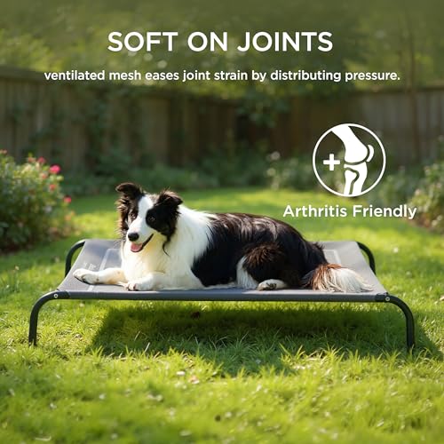 Outdoor Elevated Cooling Dog Bed Medium Size Dog (Grey / 41.4"L x 26"W x 8"Th)