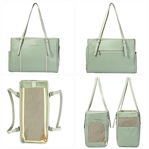 Fashion Dog Purse Pet Carrier Leather Bag for Small Dogs Cats Puppy (Green)