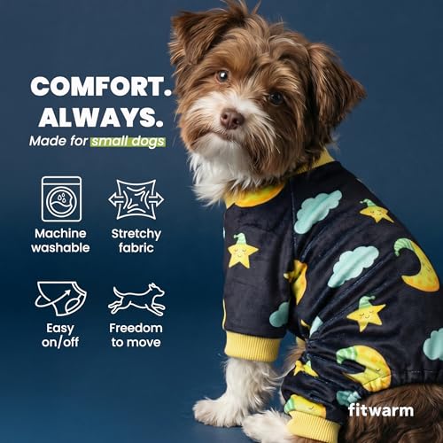 Moon and Stars Dog Fleece Pajamas (Moon and Stars / X-Small)