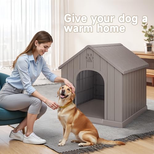 Large Dog House Indoor Outdoor Waterproof (Grey / Large Dog:38 Inch)