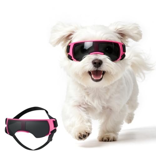 Dog Goggles for Small Dog Doggy Goggles with Adjustable Straps Windproof Eye Protection Pet Sunglasses Anti (Pink / Small)