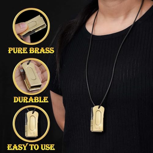 Brass and Steel Pet Training Clicker Puppy Dog Training Cricket Clicker U.S. Engraved WII Military Gear Metal Clicker (Clicker (with Leather Gripper))