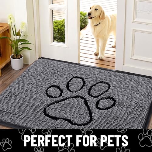 Dog Door Mat for Muddy Paws (71"X46" / Dark Grey and Black)