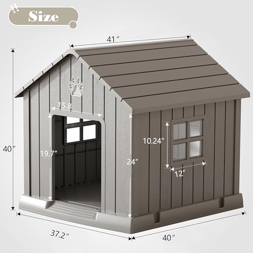 Dog House Outdoor Indoor (Grey / 37.2" L × 40" W × 40" H)