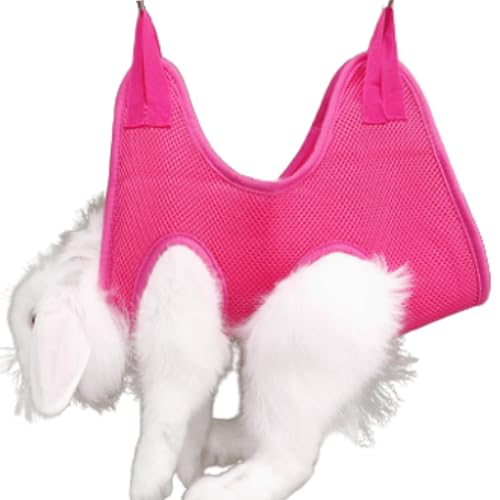 Rabbit Grooming Hammock with Safety Belt for Nail Clipping (Red / X-Small)