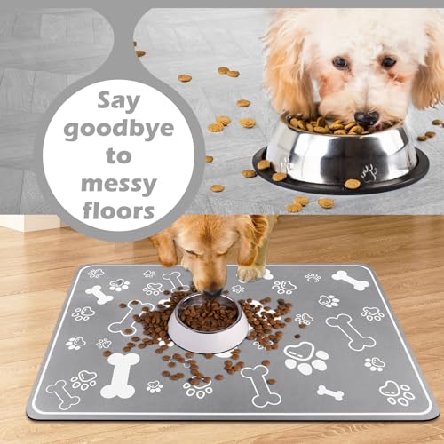 Pet Feeding Mat (29"L x 17"W / Square Grey)