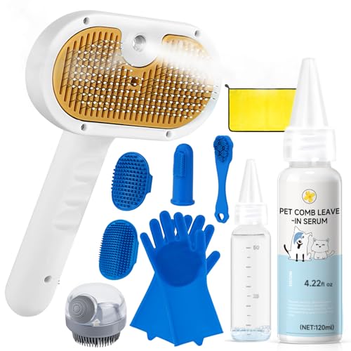 Pet Steam Brush Dog Cat 2026 New Grooming Comb for Shedding (Yellow / 122ML)