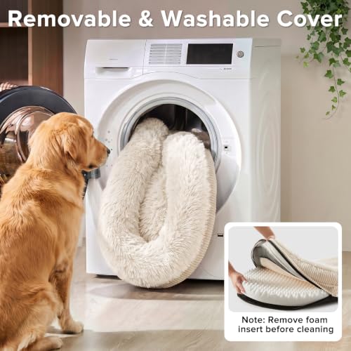Fluffy Orthopedic Dog Bed for Large Dogs (Cream / L-PLUS (38"x 28"x 7"))