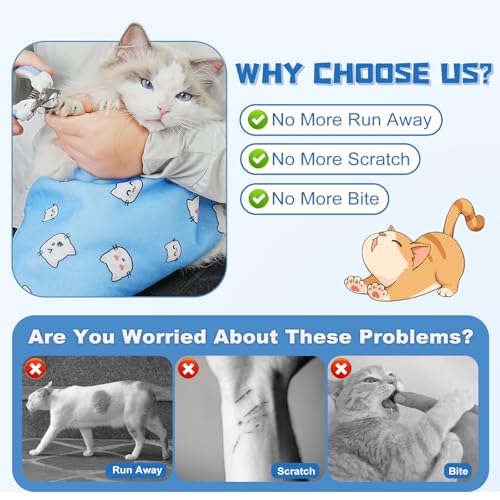 Cat Grooming Wrap for Nail Trimming (XL-31.5in ( Weight:＜ 25lbs ) / BlueCat)