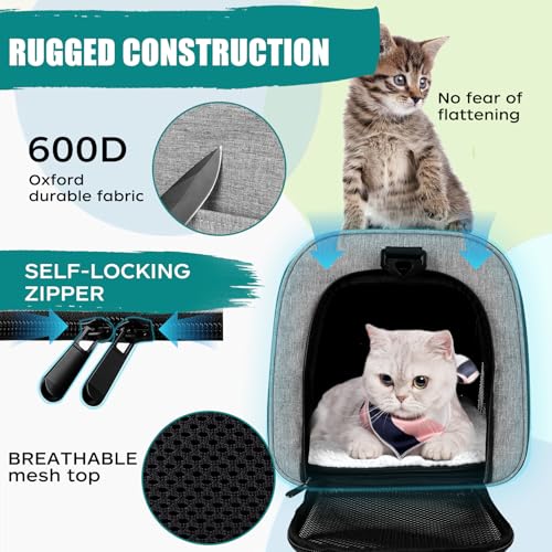 Dog Cat Carrier Pet Carriers for Small Medium Large Cats Dogs Carrier Soft Sided Small Puppy Dog Carrier Portable Foldable Airline Approved Dog Cat Travel Carrier Grey Black M (18.0"L x 11.5"W x 11.5"H / Grey&Black)