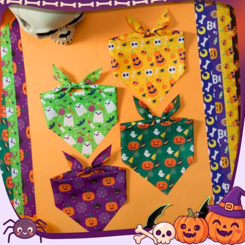 50 Pcs Halloween Dog Bandanas Bulk (19.7 x 13.8 x 13.8 Inch / Halloween)