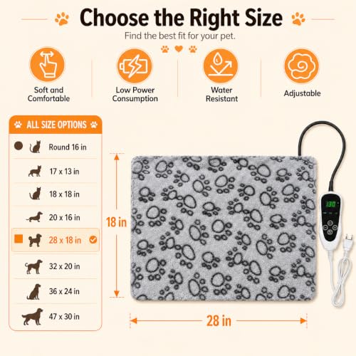 Puppy Heating Pad 28x18 in UL (Grey / 28 x 18 in)