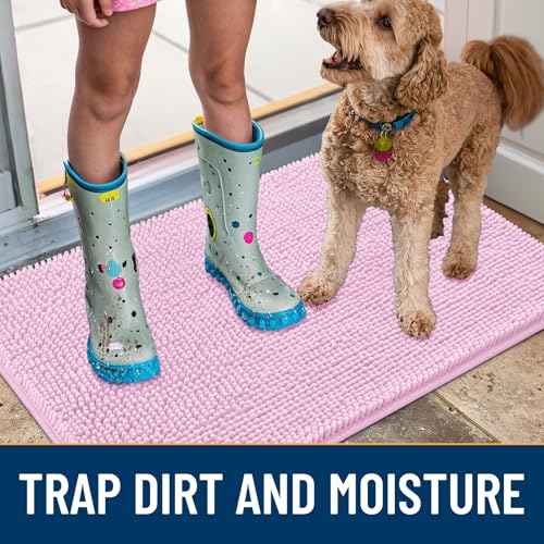 Dog Door Mat for Muddy Paws 54x24 (Pink / 54"X24")