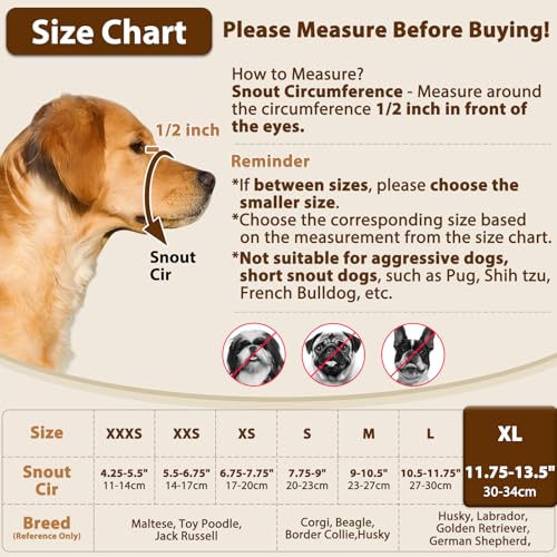 Dog Muzzle Anti Eating for Small Medium Large Dogs (XL)