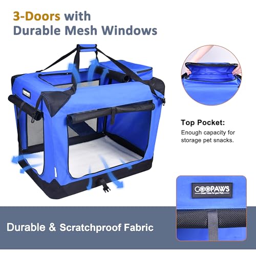 3 Door Soft Dog Crates Kennel (5-Blue)