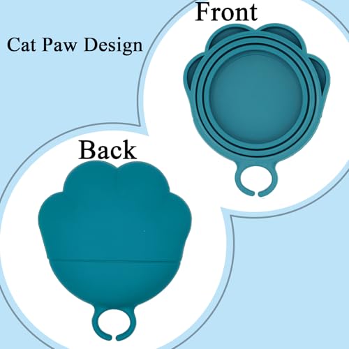 Cat Food Can Spoon & 3 Pcs Can Lids (Cat Paw / Dark Blue)